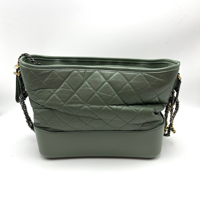 CHANEL 綠色中號流浪肩背斜背鏈條包21*16*8 98新配件塵袋保卡-6