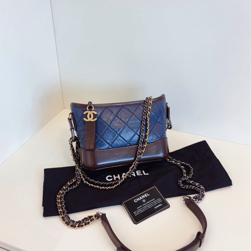 【99新🆕】Chanel Gabrielle菱格流浪包 小號 稀少配色👉🏻深牛仔藍+巧克力棕色-0