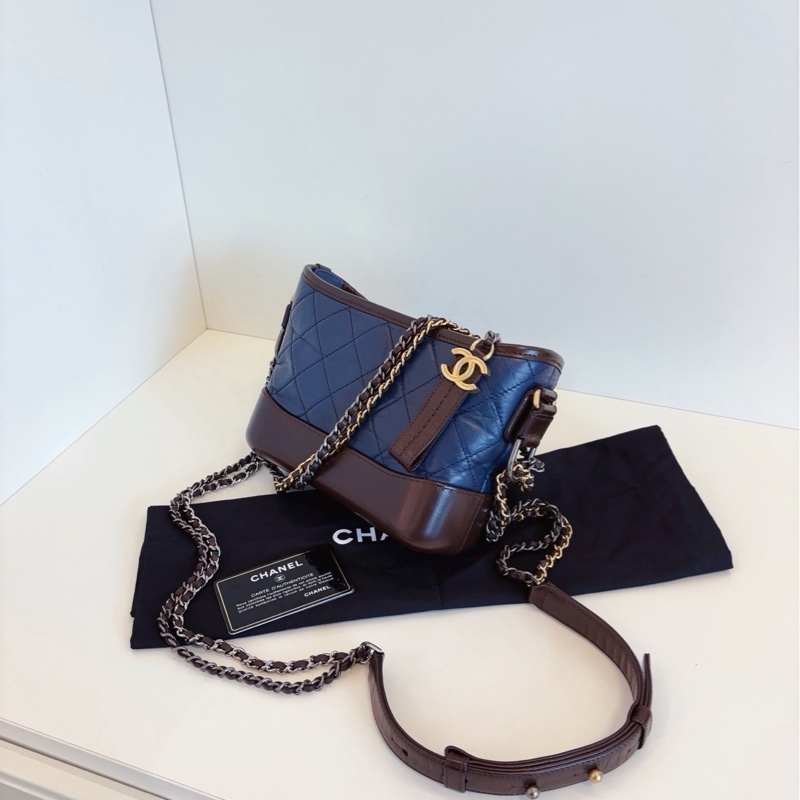 【99新🆕】Chanel Gabrielle菱格流浪包 小號 稀少配色👉🏻深牛仔藍+巧克力棕色-2