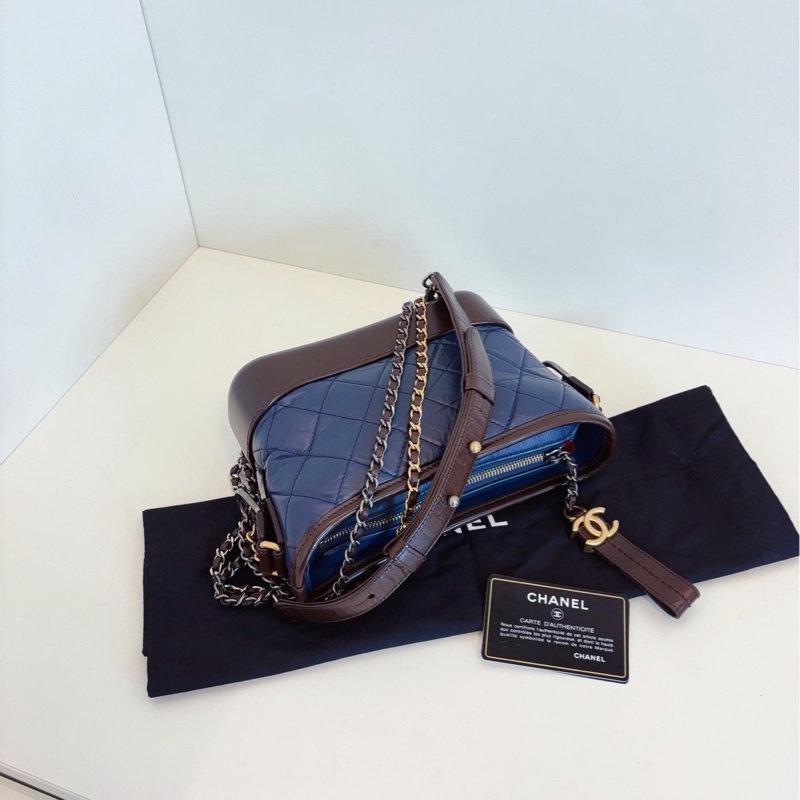 【99新🆕】Chanel Gabrielle菱格流浪包 小號 稀少配色👉🏻深牛仔藍+巧克力棕色-3