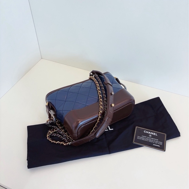 【99新🆕】Chanel Gabrielle菱格流浪包 小號 稀少配色👉🏻深牛仔藍+巧克力棕色-4