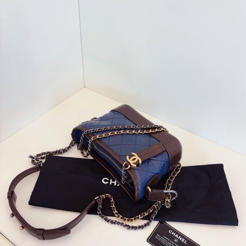 【99新🆕】Chanel Gabrielle菱格流浪包 小號 稀少配色👉🏻深牛仔藍+巧克力棕色-5