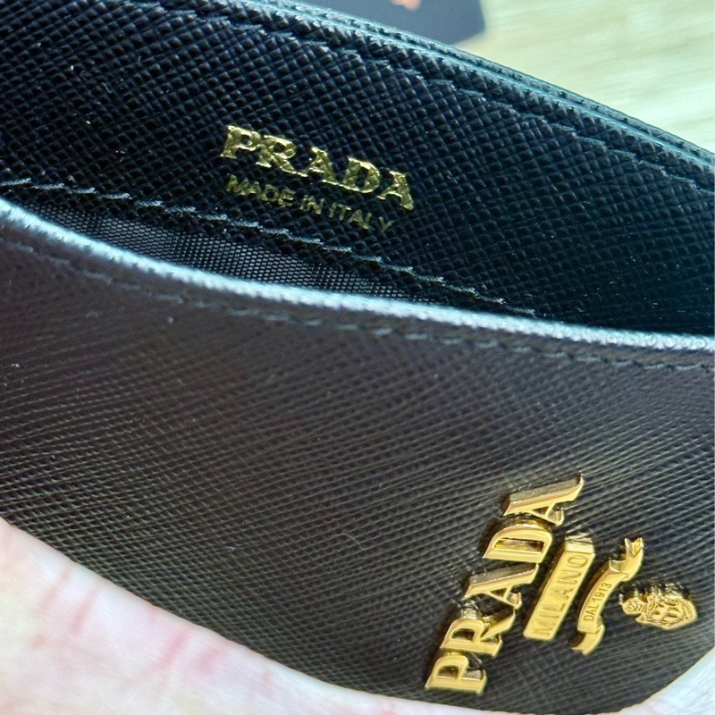 Prada 黑色金釦掛頸證件套名片夾-14