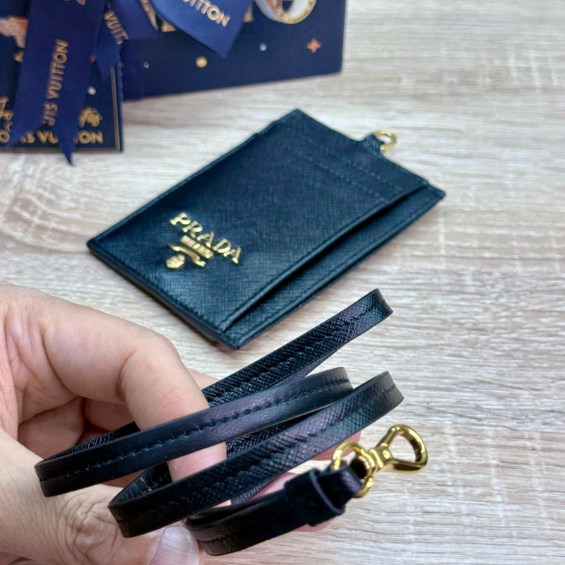Prada 黑色金釦掛頸證件套名片夾-18
