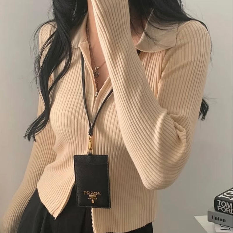 Prada 黑色金釦掛頸證件套名片夾-19