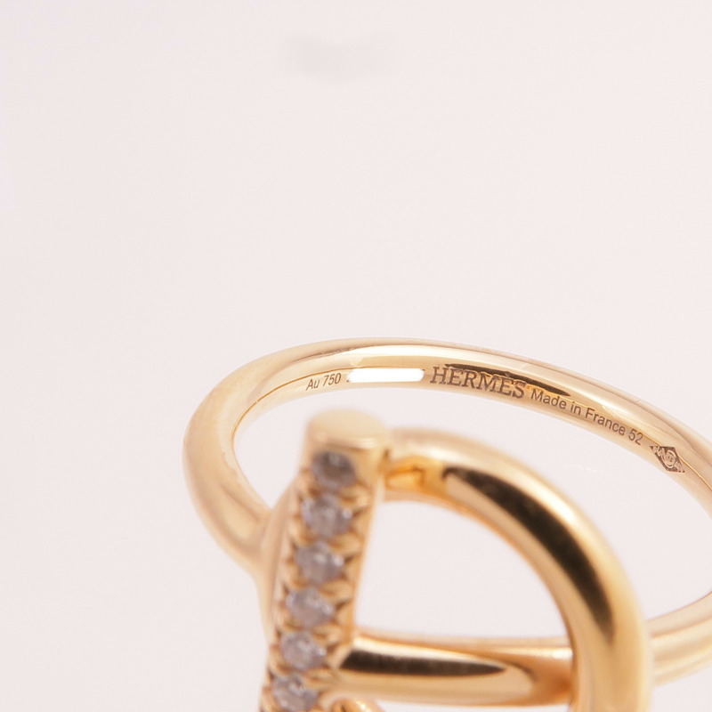 HERMES 18K玫瑰金Echappee Ring戒指Hermes#52/US#6-4