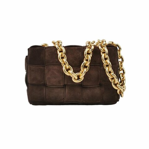 Bottega Veneta Cassette翻毛皮純色Intreccio編織斜挎包單肩包