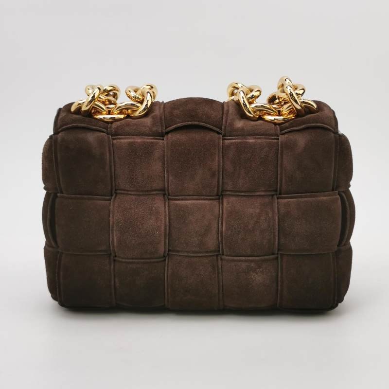 Bottega Veneta Cassette翻毛皮純色Intreccio編織斜挎包單肩包-4