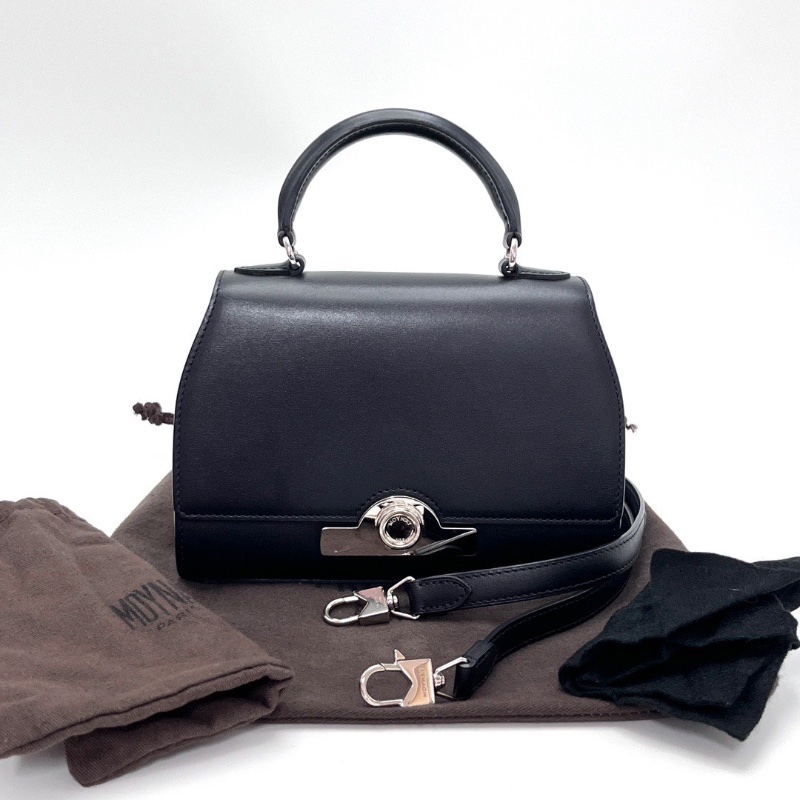 MOYNAT 黑銀rejane小號手提斜背包20*14*6 99新配件塵袋-1