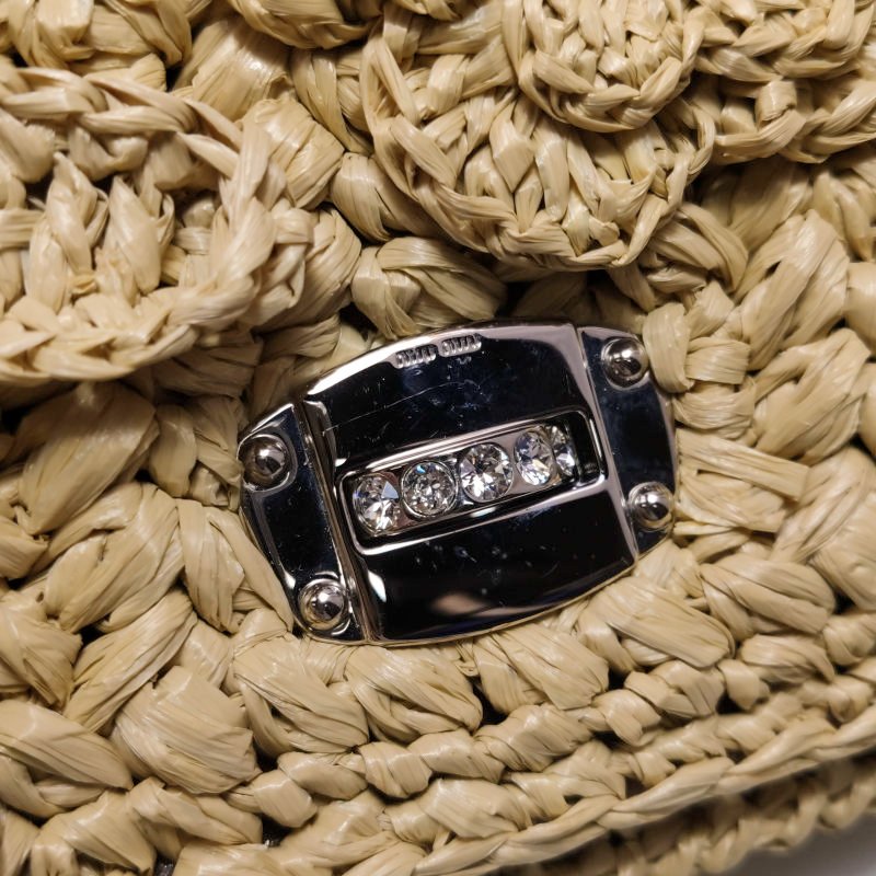 Miu Miu Miu Crystal 系列牛皮編織珩縫鑽飾單肩包-10