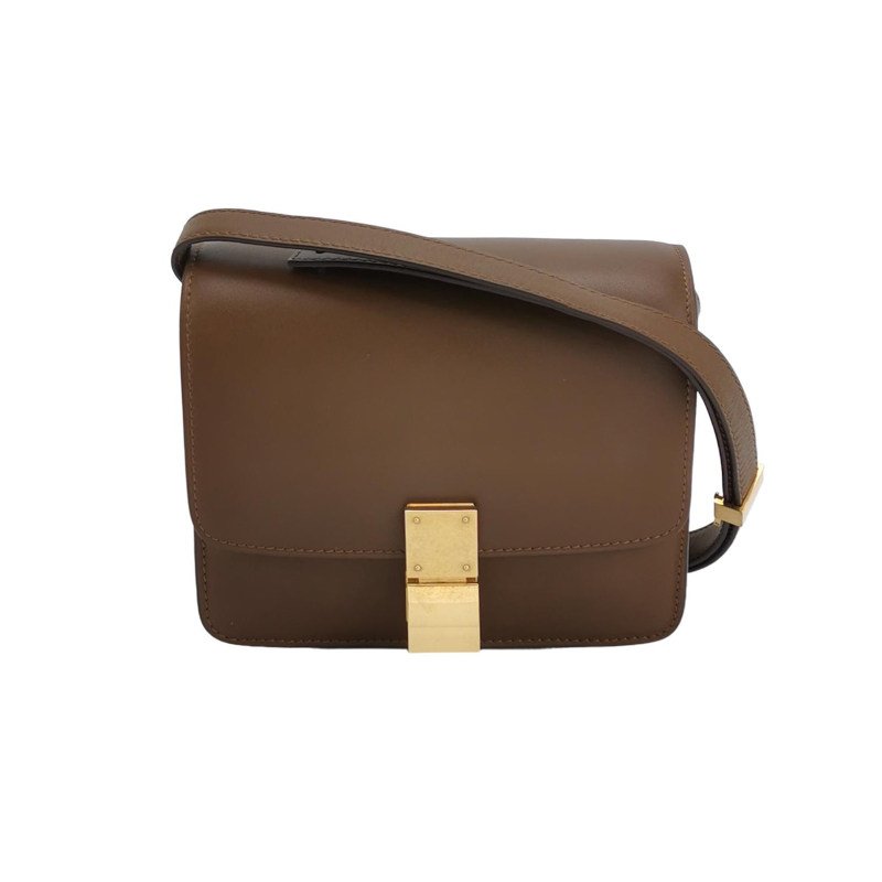 Celine Classic Box豆腐包小號牛皮純色按壓式鎖扣單肩包-0