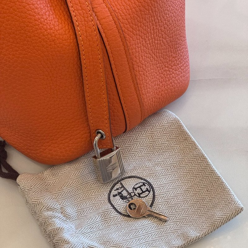 *SHIHNA名牌精品* Hermès  Picotin Lock 菜籃子 18 火焰橙 銀釦-1