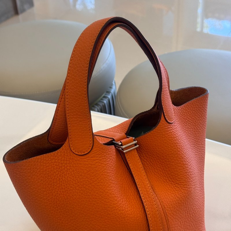 *SHIHNA名牌精品* Hermès  Picotin Lock 菜籃子 18 火焰橙 銀釦-2