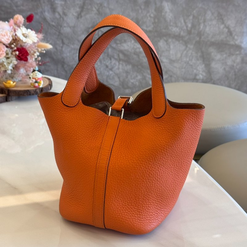 *SHIHNA名牌精品* Hermès  Picotin Lock 菜籃子 18 火焰橙 銀釦-3