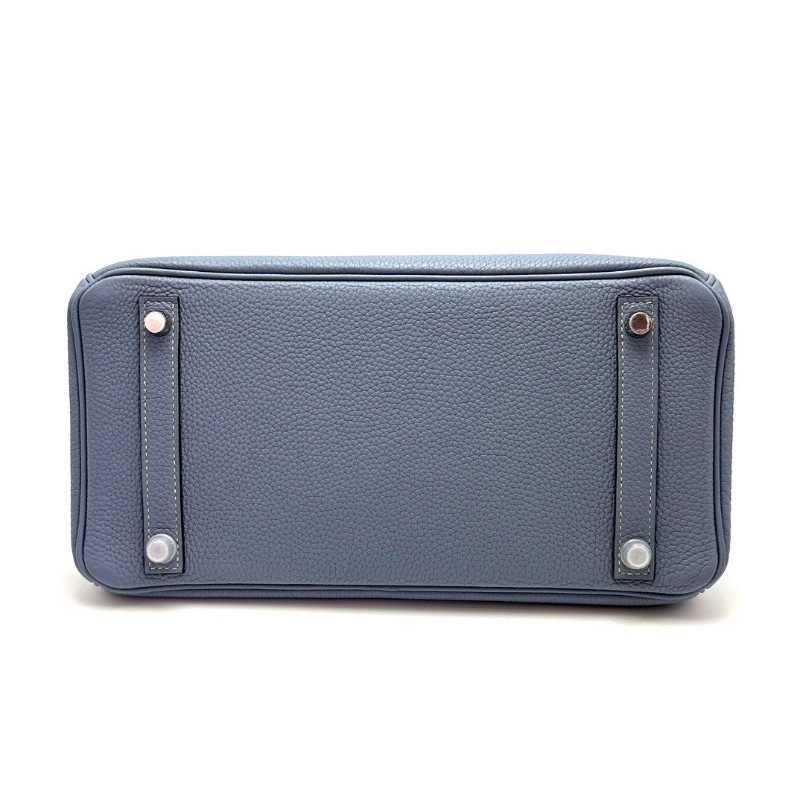 HERMES亞麻藍銀扣birkin30手提包30*24*17 99新配件塵袋鎖鑰匙-4