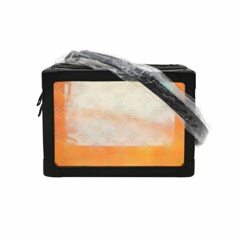 Louis Vuitton(LV)SoftTrunk牛皮老花壓紋透明鉚釘包角斜挎包單肩包