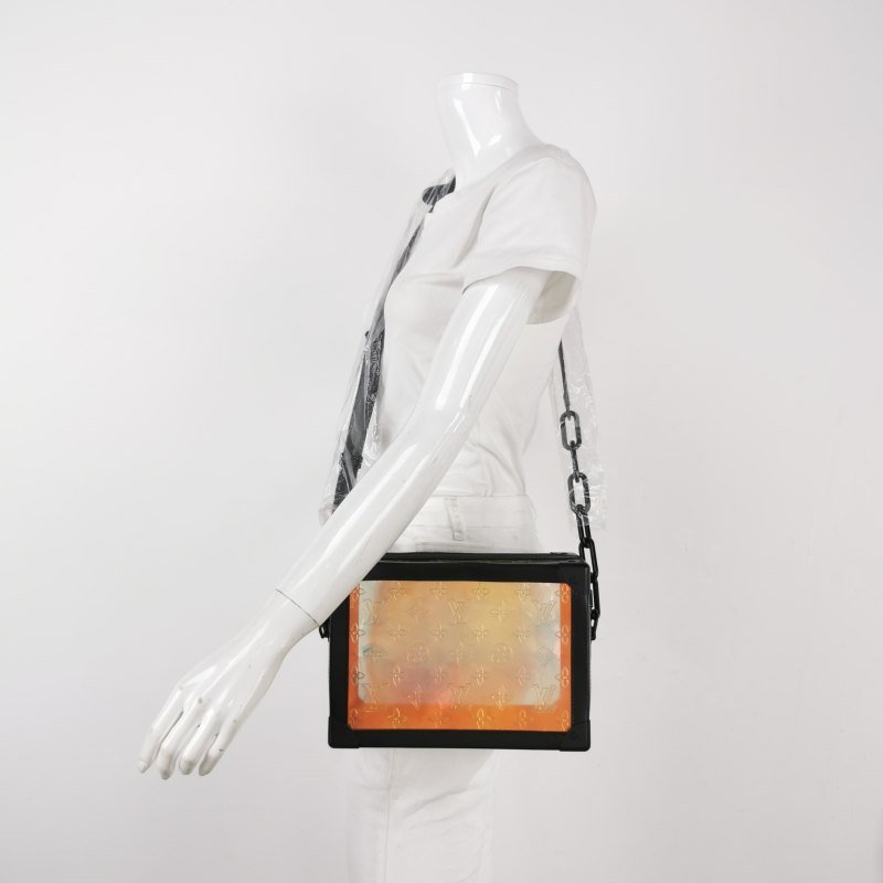 Louis Vuitton(LV)SoftTrunk牛皮老花壓紋透明鉚釘包角斜挎包單肩包-1