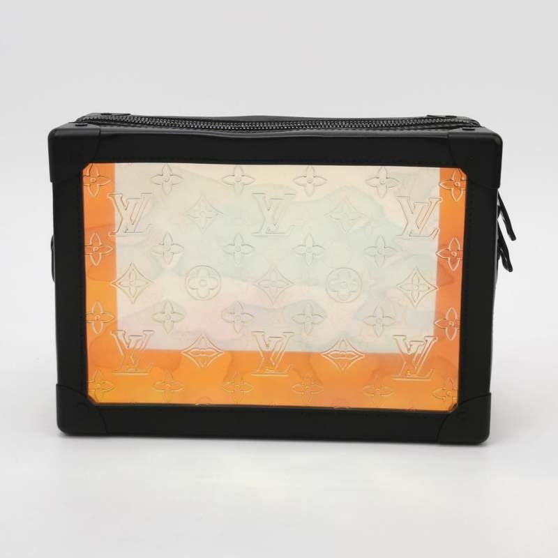 Louis Vuitton(LV)SoftTrunk牛皮老花壓紋透明鉚釘包角斜挎包單肩包-4