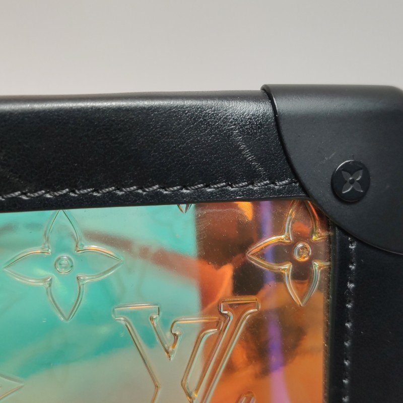 Louis Vuitton(LV)SoftTrunk牛皮老花壓紋透明鉚釘包角斜挎包單肩包-16