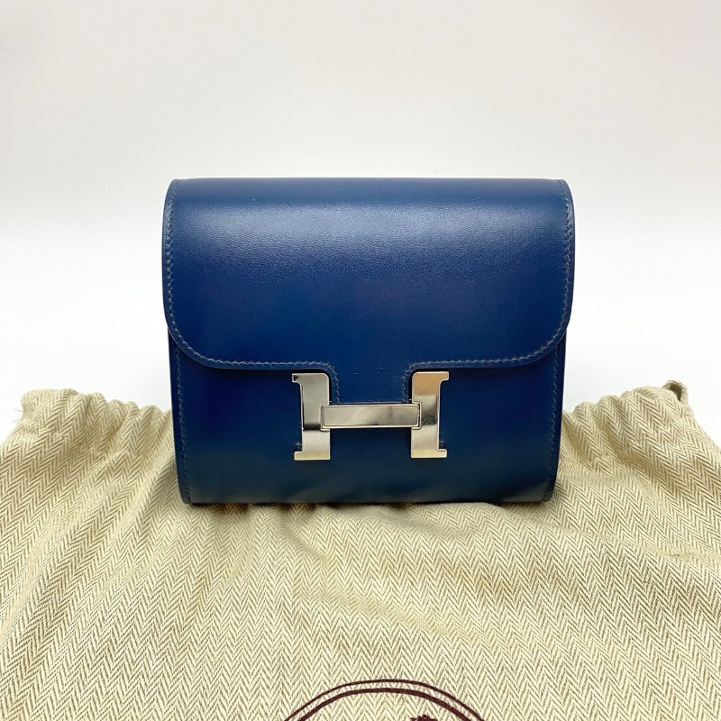 HERMES 銀扣康康錢包 13*11*3 98新配件塵袋-1