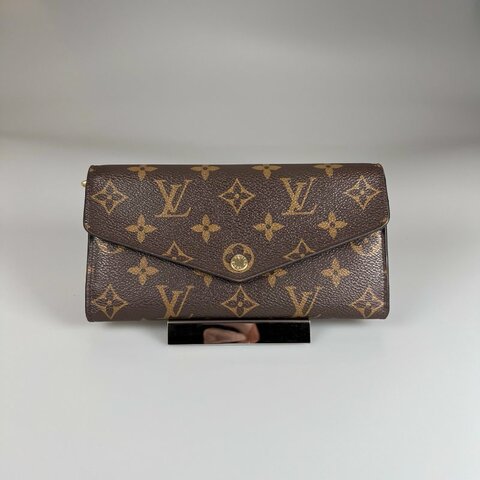 LV M62234/晶片款 老花拼玫紅SARAH長夾