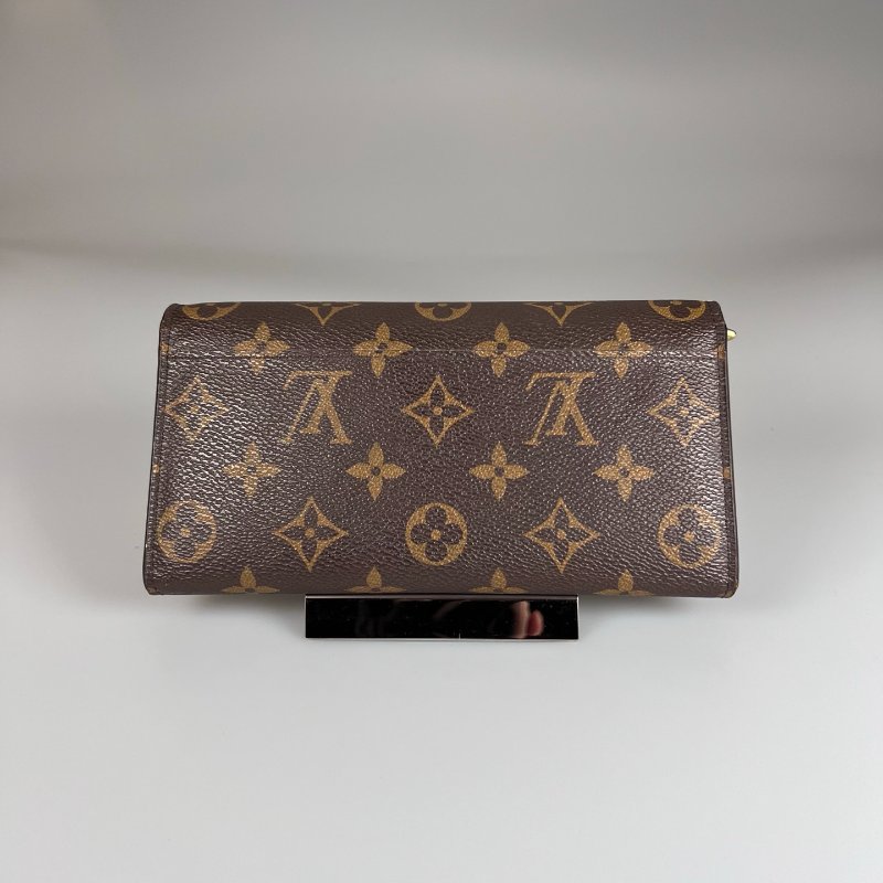 LV M62234/晶片款 老花拼玫紅SARAH長夾-2