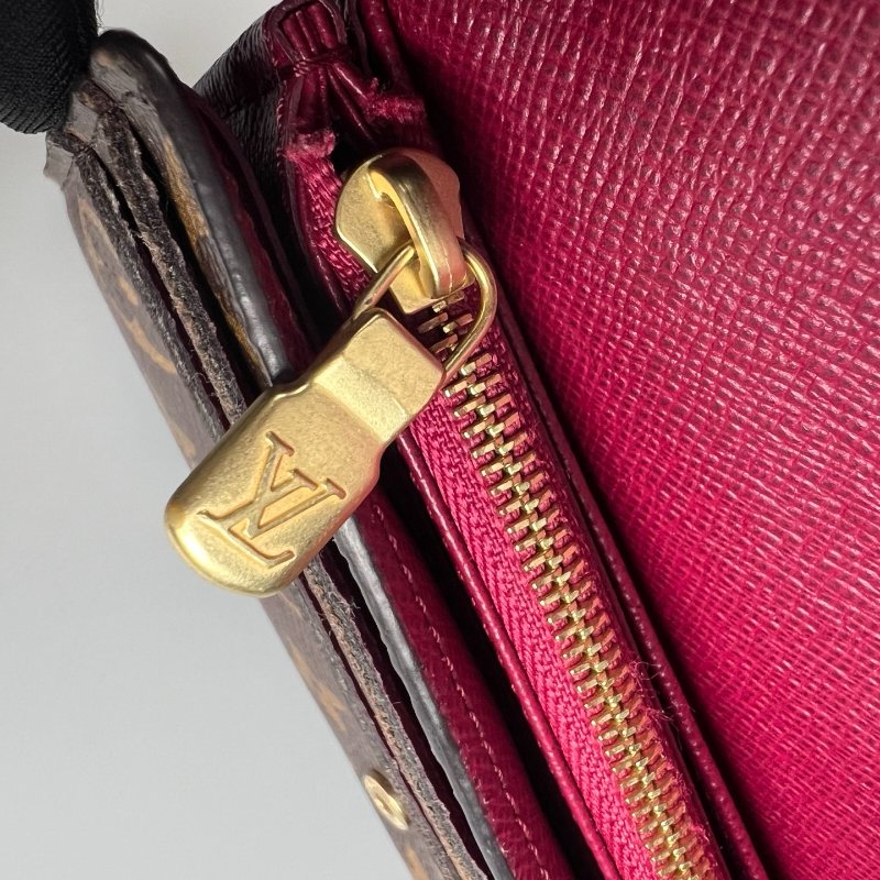 LV M62234/晶片款 老花拼玫紅SARAH長夾-11