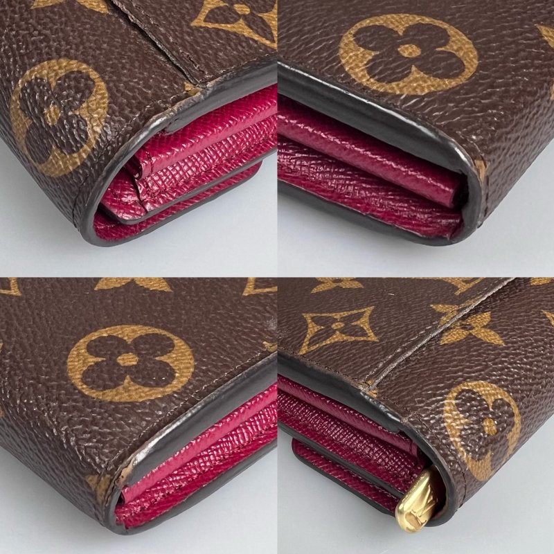 LV M62234/晶片款 老花拼玫紅SARAH長夾-15