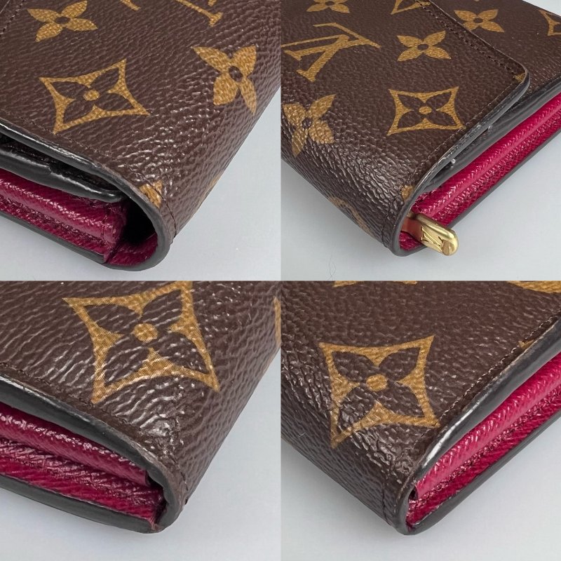 LV M62234/晶片款 老花拼玫紅SARAH長夾-16