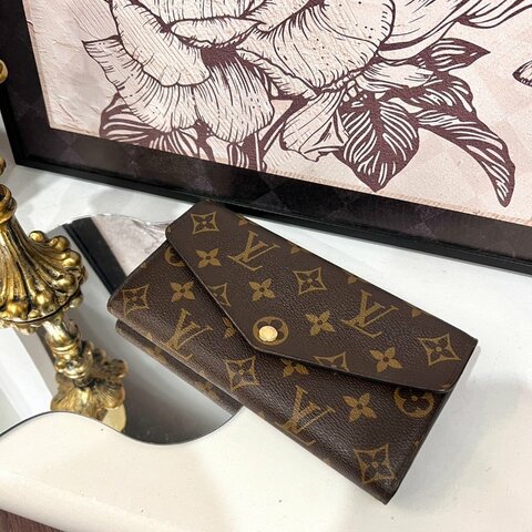 LV M62234/晶片款 老花拼玫紅SARAH長夾