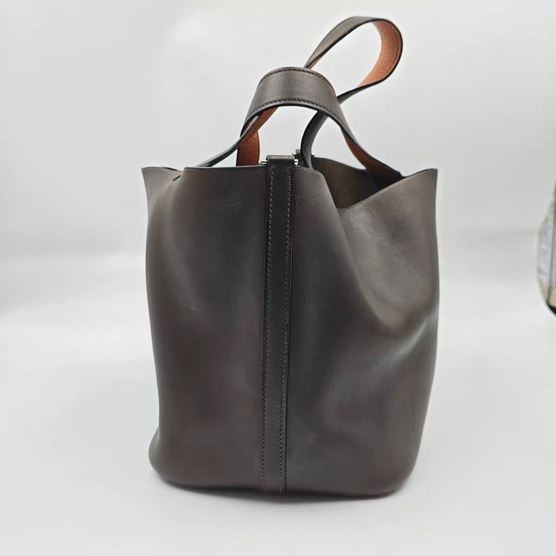 強推 Hermès 愛馬仕 菜籃子Picotin 22 Barenia 平紋馬鞍｜沉穩深咖啡色系｜日常神包 框H刻 Vintage-2