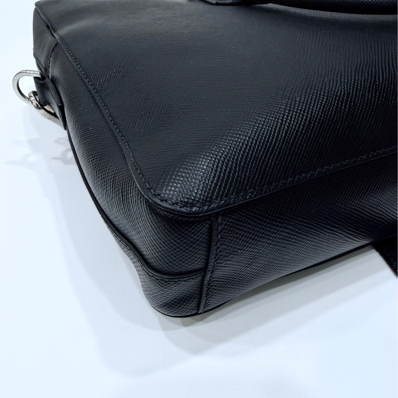 PRADA 黑色 十字紋 公事包 手提包 肩背包 側背包 斜背包 電腦包 公文包 文件包-14