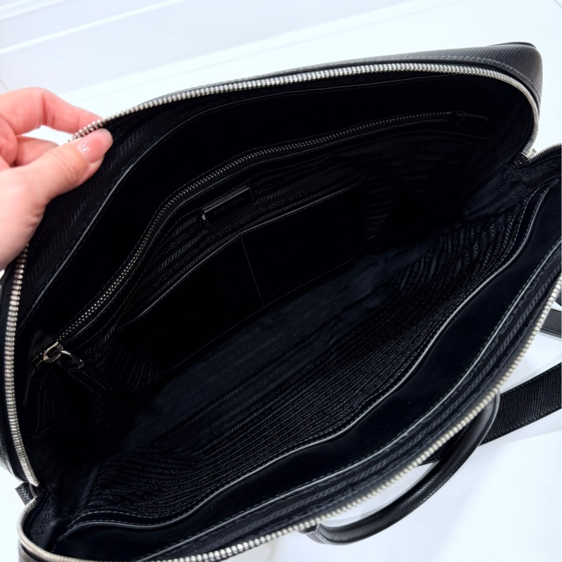 PRADA 黑色 十字紋 公事包 手提包 肩背包 側背包 斜背包 電腦包 公文包 文件包-21