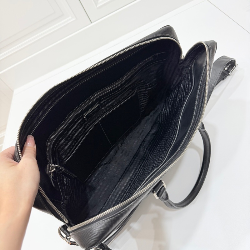 PRADA 黑色 十字紋 公事包 手提包 肩背包 側背包 斜背包 電腦包 公文包 文件包-23