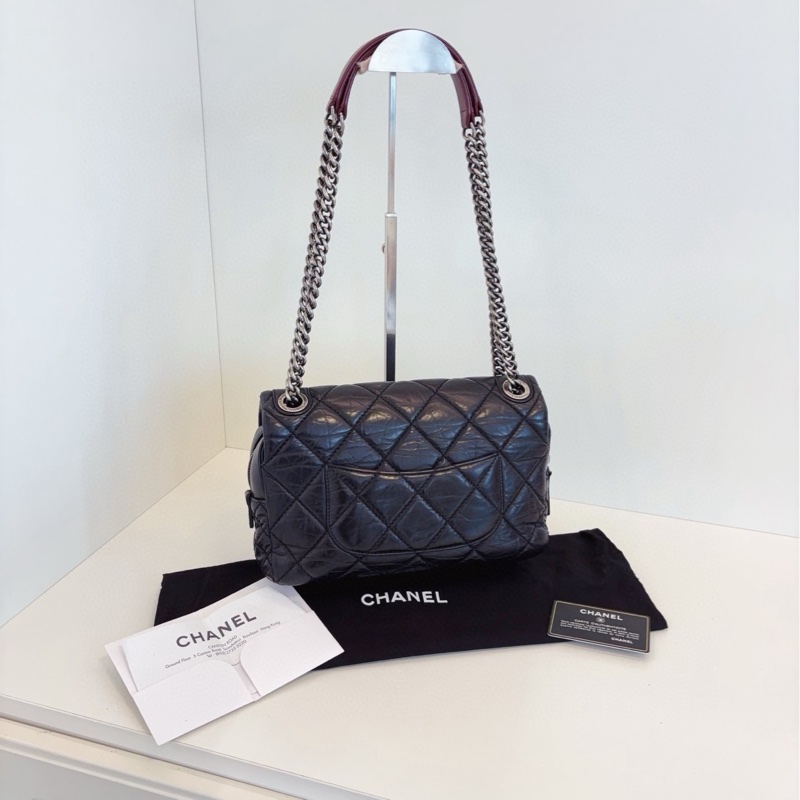 【99新🆕】Chanel 黑銀 孟買 油蠟皮CF 小胖丁 鏈條包 單肩包-1