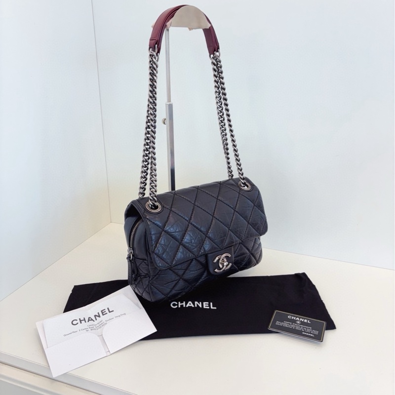 【99新🆕】Chanel 黑銀 孟買 油蠟皮CF 小胖丁 鏈條包 單肩包-2