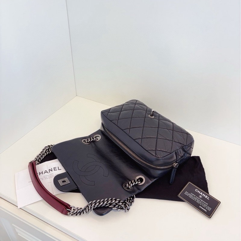 【99新🆕】Chanel 黑銀 孟買 油蠟皮CF 小胖丁 鏈條包 單肩包-6