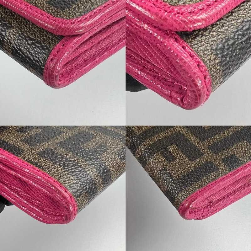 FENDI 1086486 老花拚玫紅掀蓋長夾-13