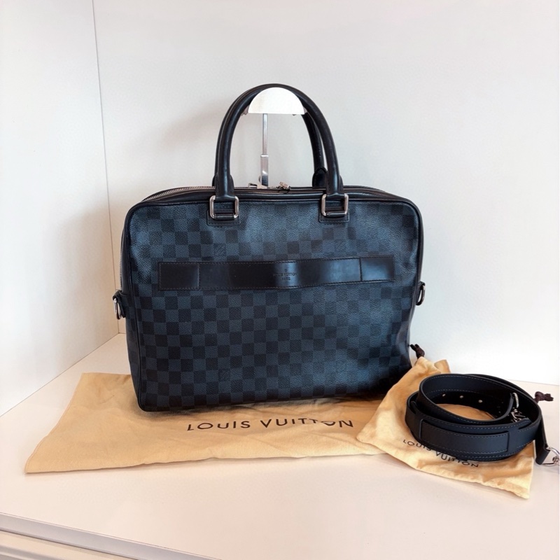 【98新🆕】LV 黑棋盤格手提公文包 原裝肩帶 手提包-0