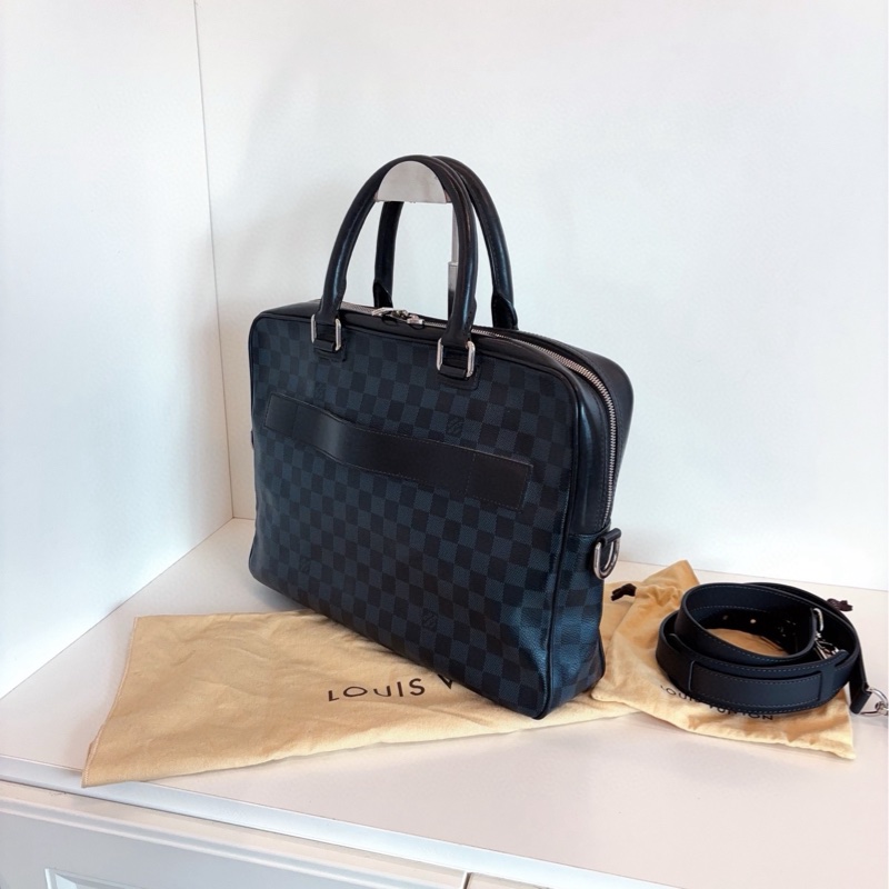 【98新🆕】LV 黑棋盤格手提公文包 原裝肩帶 手提包-3