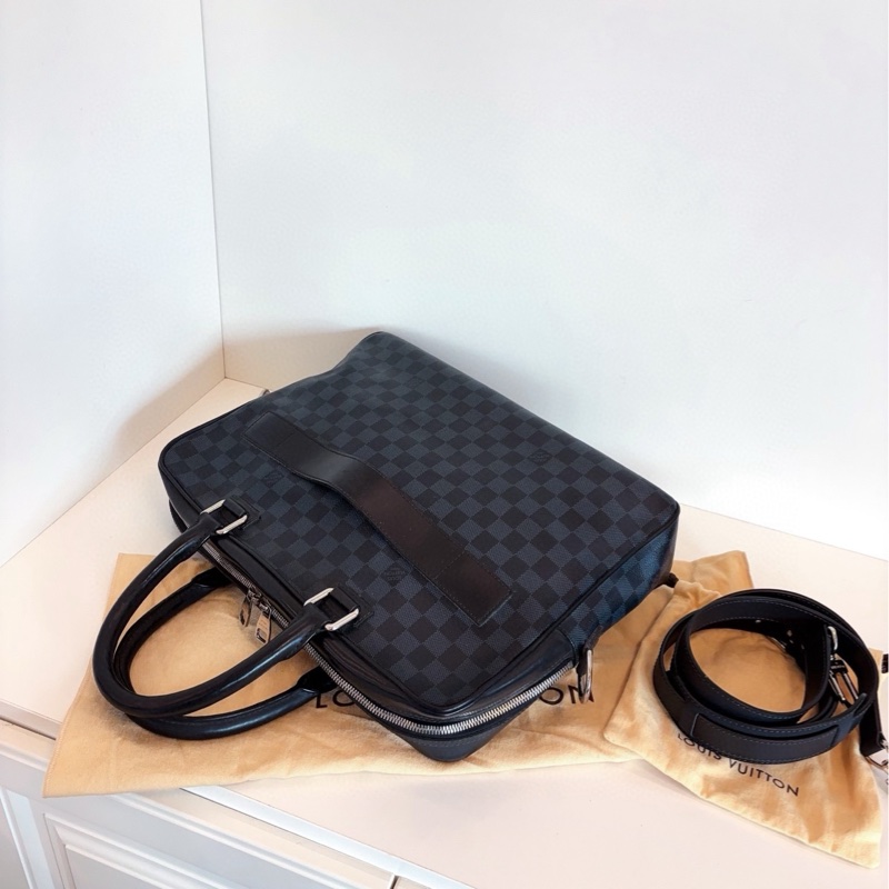 【98新🆕】LV 黑棋盤格手提公文包 原裝肩帶 手提包-5