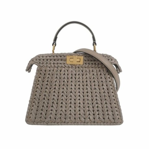 Fendi Peekaboo ISeeU小號牛皮編織包身扭鎖斜挎包單肩包