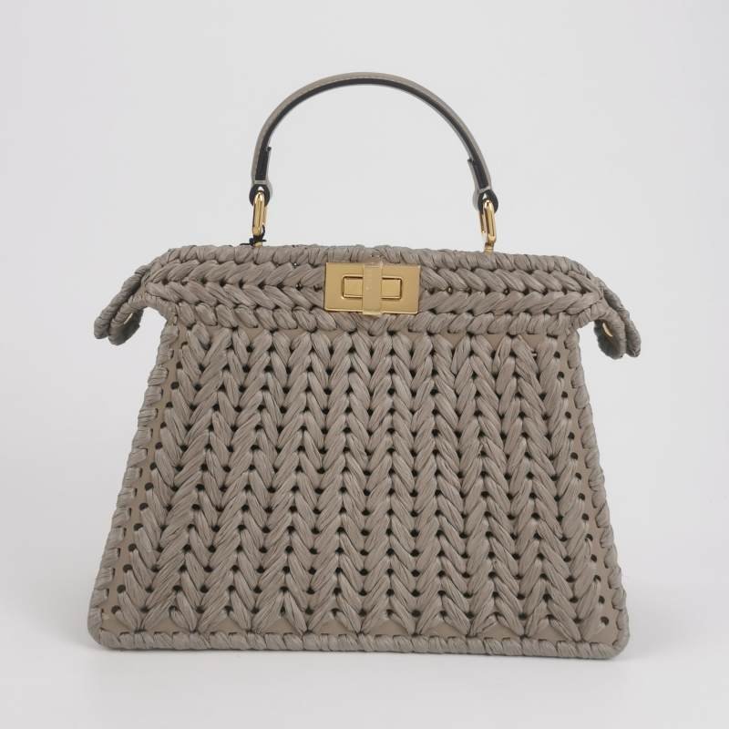 Fendi Peekaboo ISeeU小號牛皮編織包身扭鎖斜挎包單肩包-4