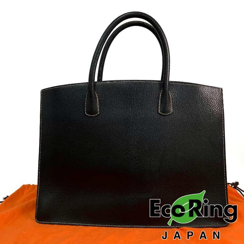 △ Hermes 愛馬仕 Black Epsom Calfskin White Bus 39 Tote Bag Stamp [C] 黑色壓紋小牛皮托特袋[C]刻 - 257026460-0