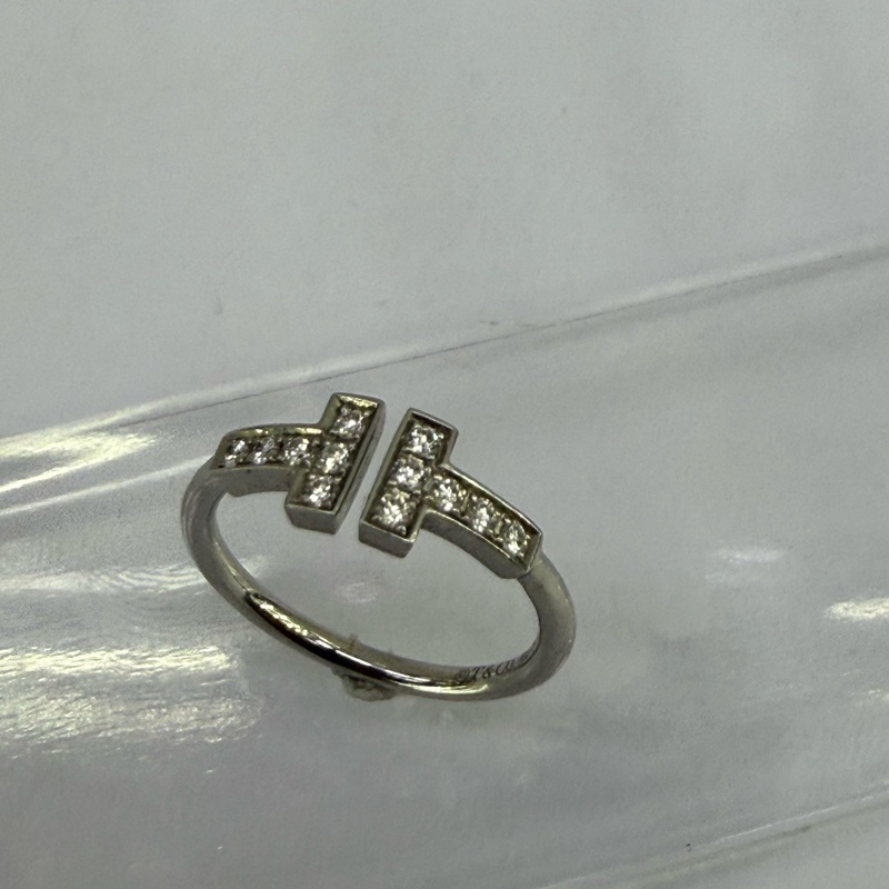 Tiffany & Co T 白金鑽石戒指 Size : EU 48.5-2