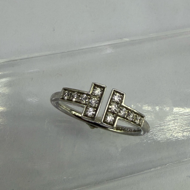 Tiffany & Co T 白金鑽石戒指 Size : EU 48.5-10