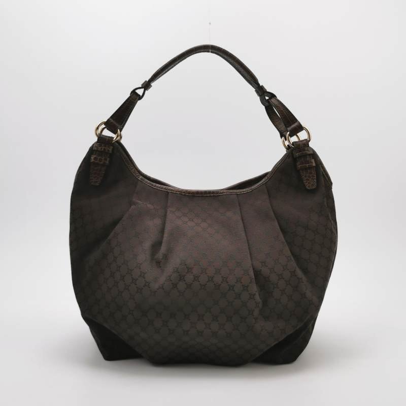 Celine牛皮帆布凱旋門印花字母logo徽標單肩包-4