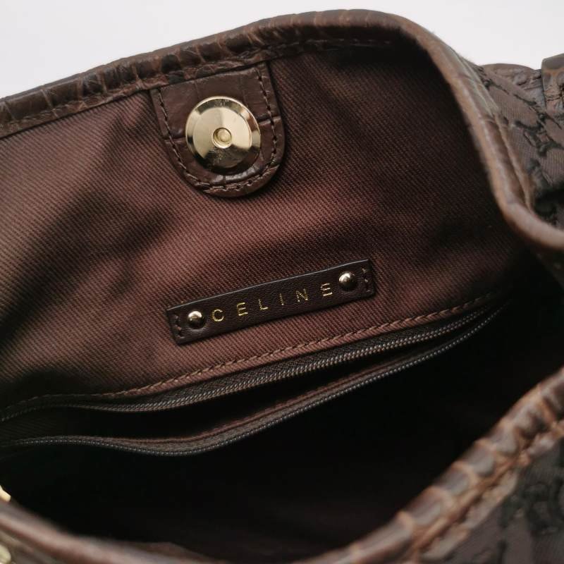 Celine牛皮帆布凱旋門印花字母logo徽標單肩包-7