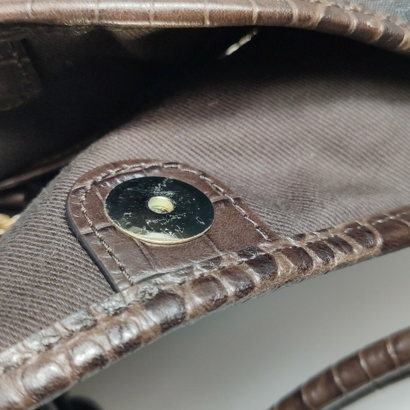 Celine牛皮帆布凱旋門印花字母logo徽標單肩包-12