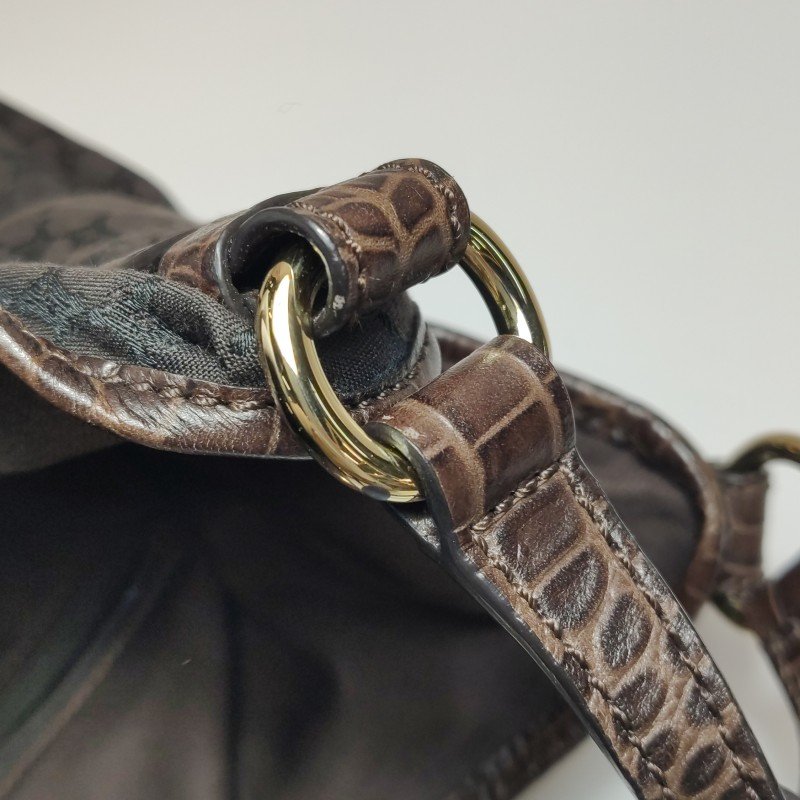 Celine牛皮帆布凱旋門印花字母logo徽標單肩包-13